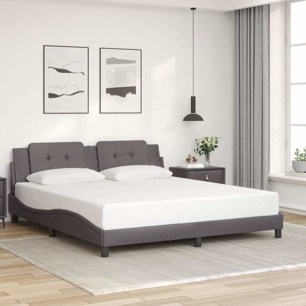 Cadre de lit sans matelas Zadar gris 180x200 cm similicuir - XIOS