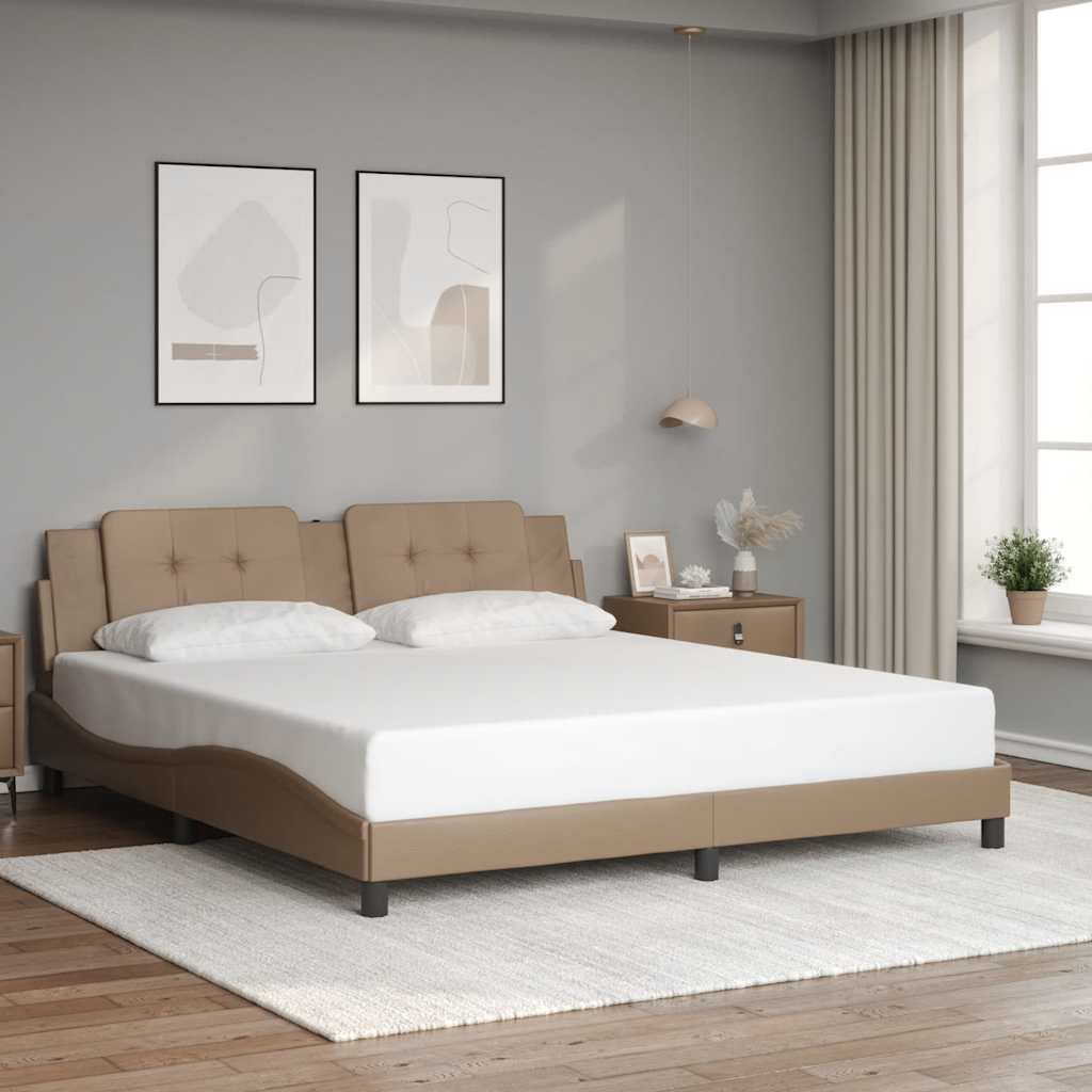 Cadre de lit sans matelas Zadar cappuccino 180x200 cm similicuir - XIOS