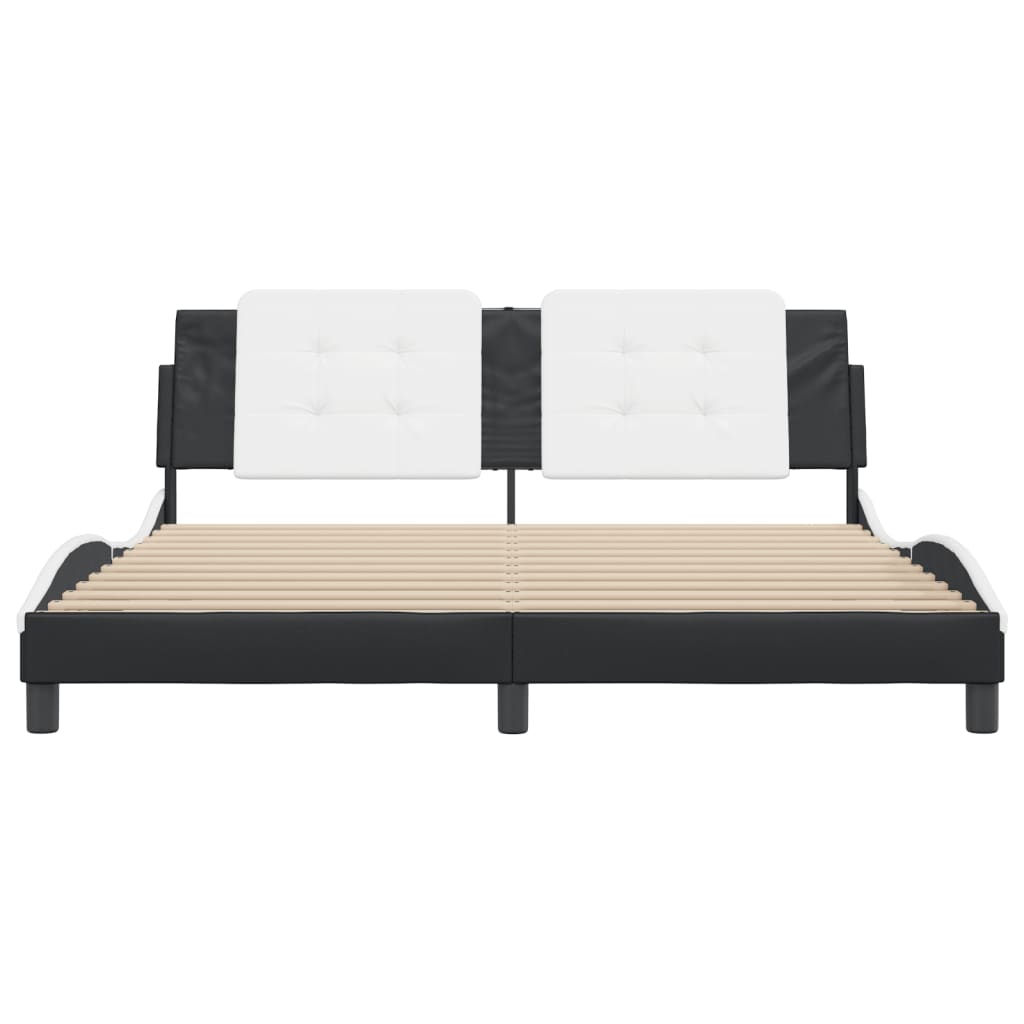 Cadre de lit sans matelas noir et blanc 180x200 cm similicuir - XIOS