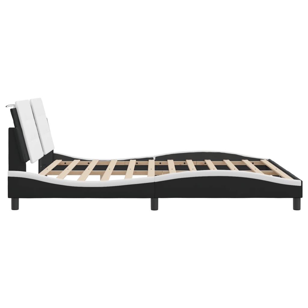 Cadre de lit sans matelas noir et blanc 180x200 cm similicuir - XIOS