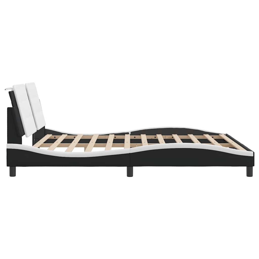 Cadre de lit sans matelas Zadar noir et blanc 180x200 cm similicuir