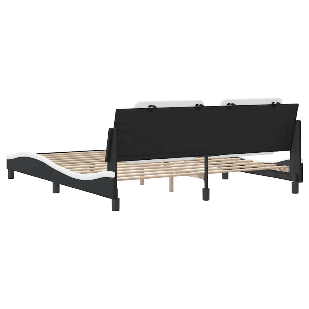 Cadre de lit sans matelas Zadar noir et blanc 180x200 cm similicuir