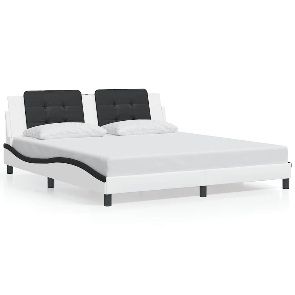 Cadre de lit sans matelas Zadar blanc et noir 180x200 cm similicuir