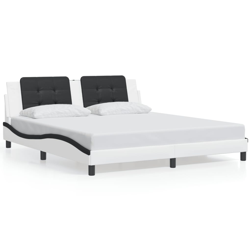 Cadre de lit sans matelas blanc et noir 180x200 cm similicuir - XIOS