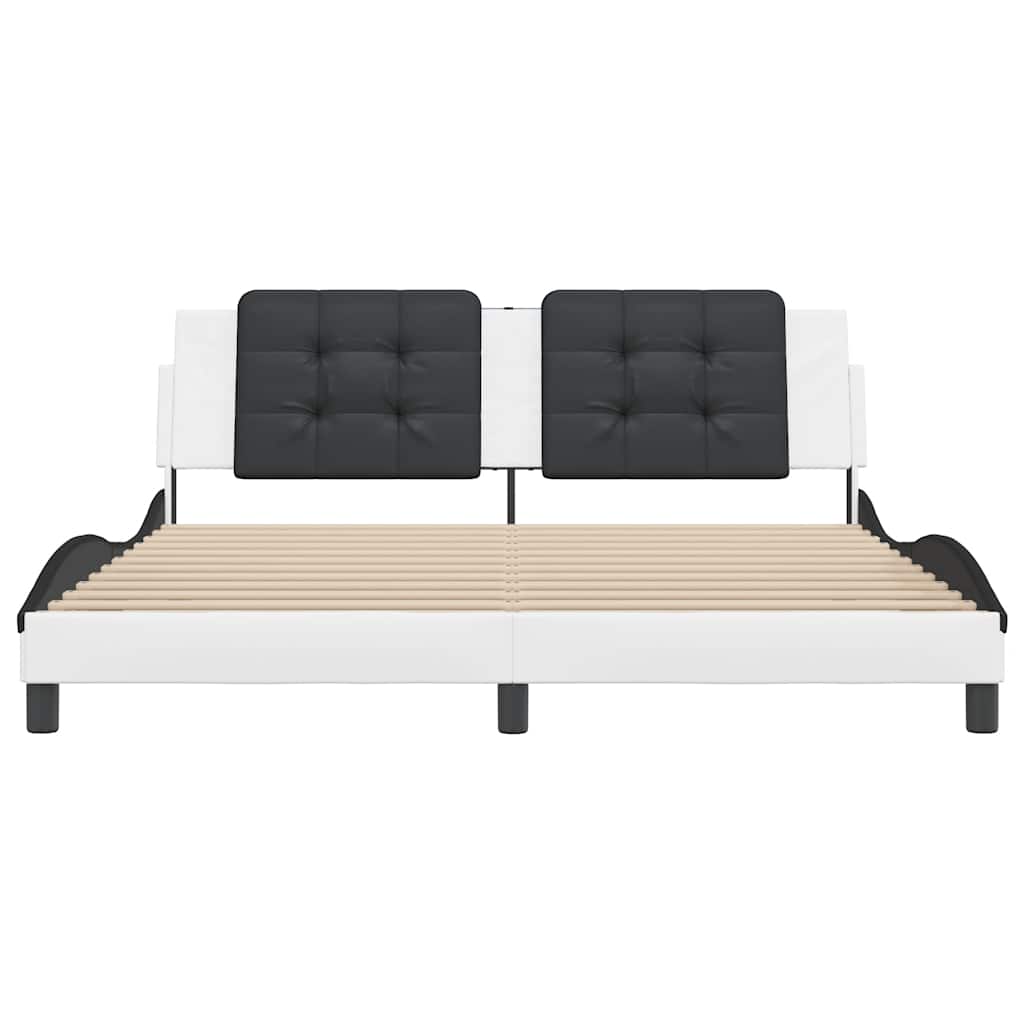 Cadre de lit sans matelas Zadar blanc et noir 180x200 cm similicuir