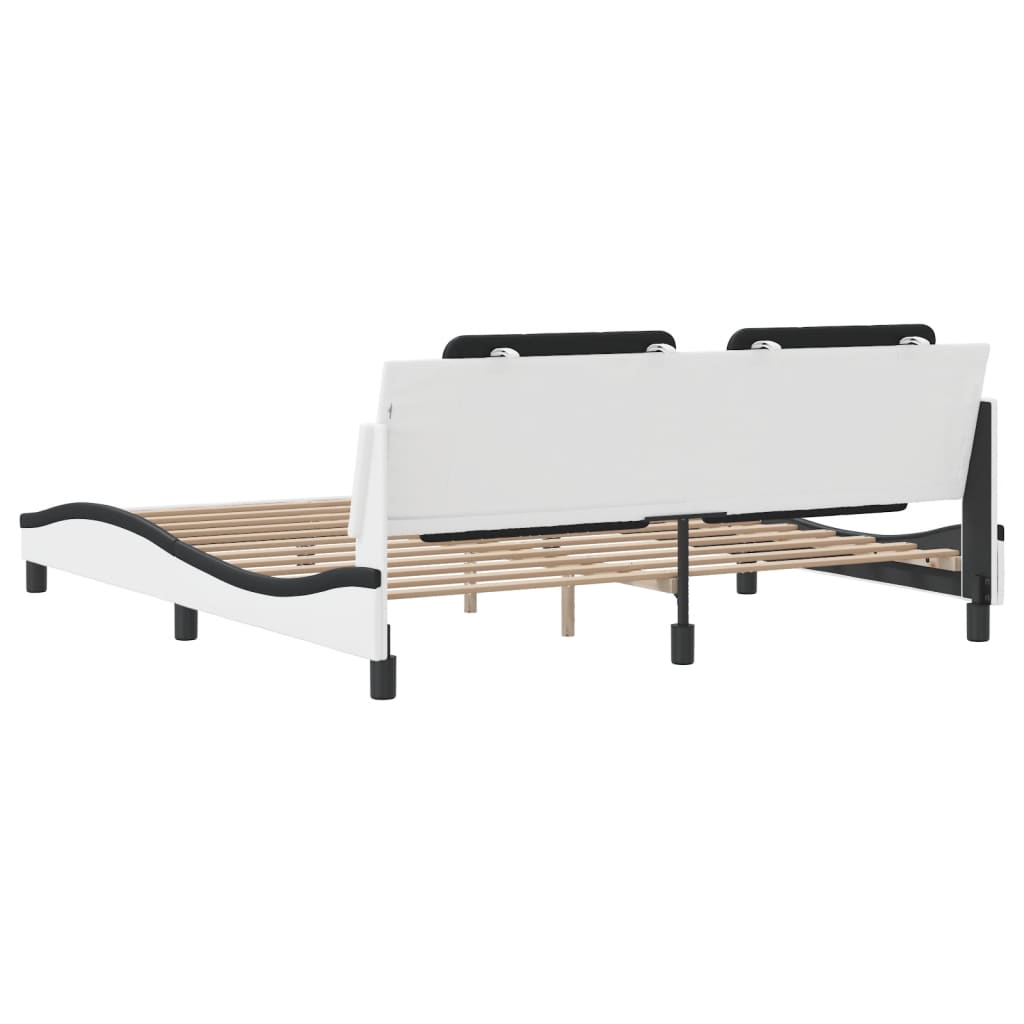 Cadre de lit sans matelas blanc et noir 180x200 cm similicuir - XIOS