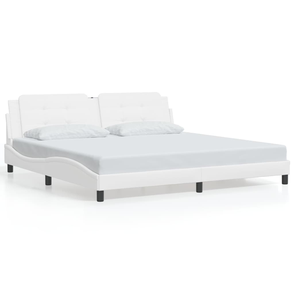 Cadre de lit sans matelas Zadar blanc 200x200 cm similicuir