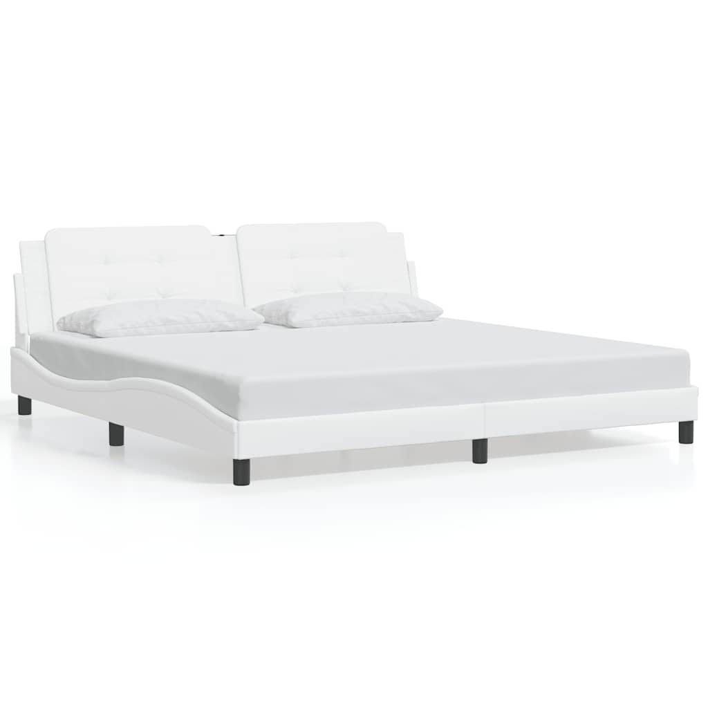 Cadre de lit sans matelas Zadar blanc 200x200 cm similicuir - XIOS
