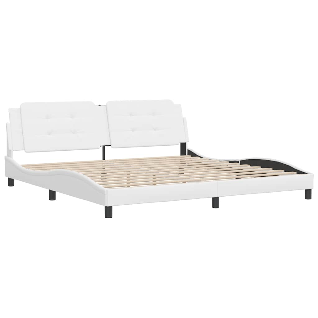 Cadre de lit sans matelas Zadar blanc 200x200 cm similicuir - XIOS
