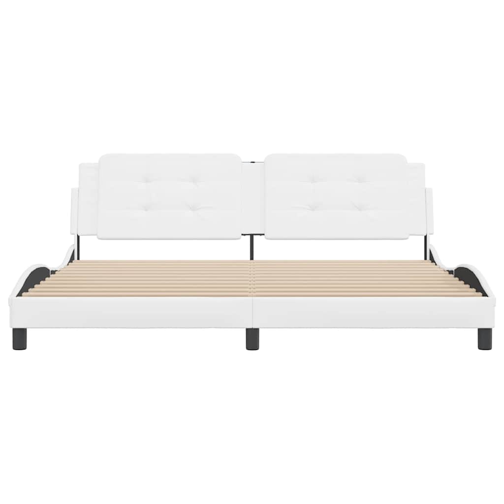 Cadre de lit sans matelas Zadar blanc 200x200 cm similicuir - XIOS