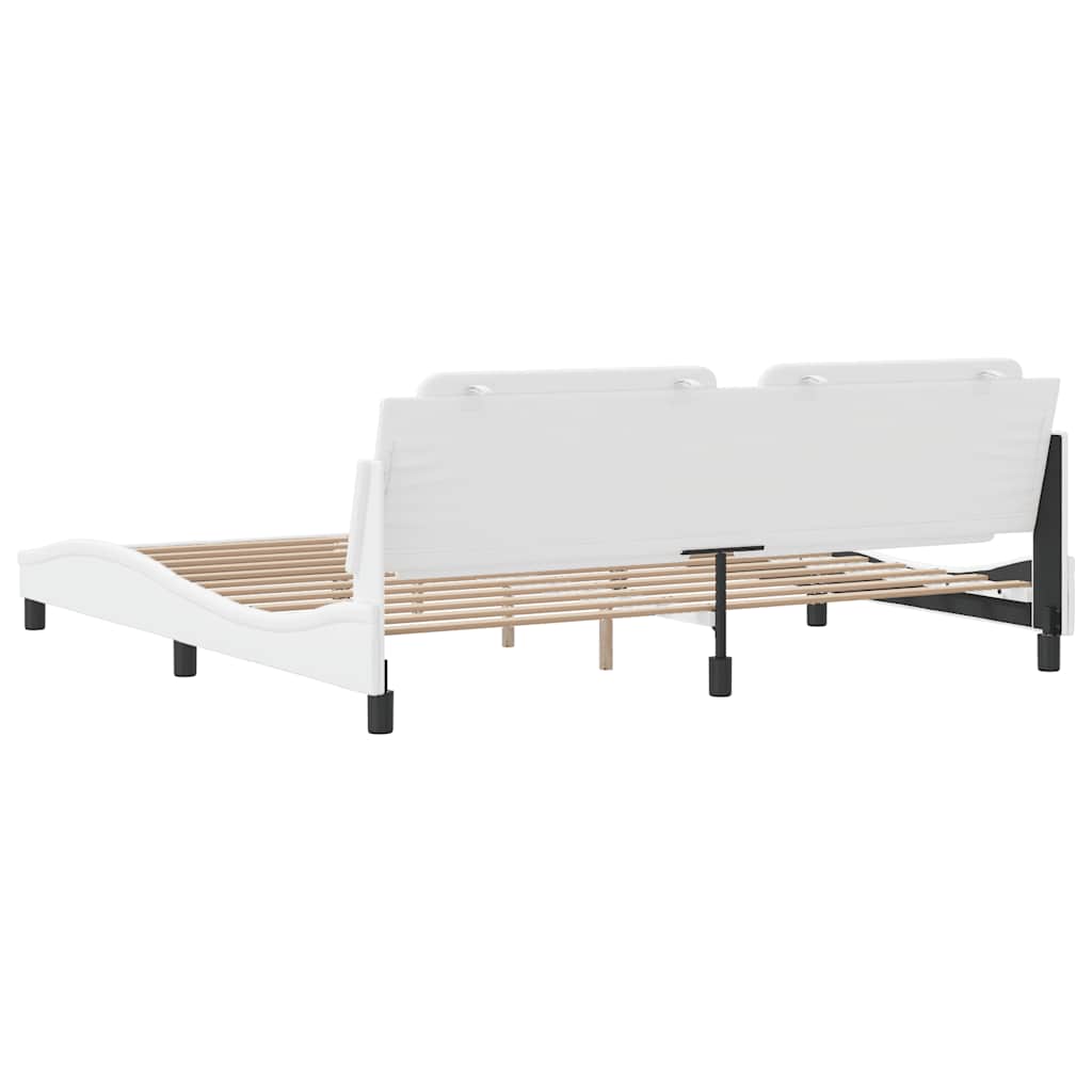 Cadre de lit sans matelas Zadar blanc 200x200 cm similicuir - XIOS
