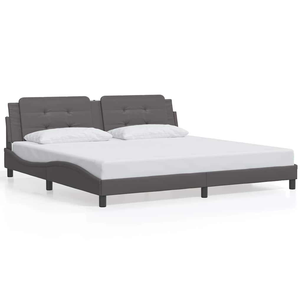 Cadre de lit sans matelas Zadar gris 200x200 cm similicuir - XIOS
