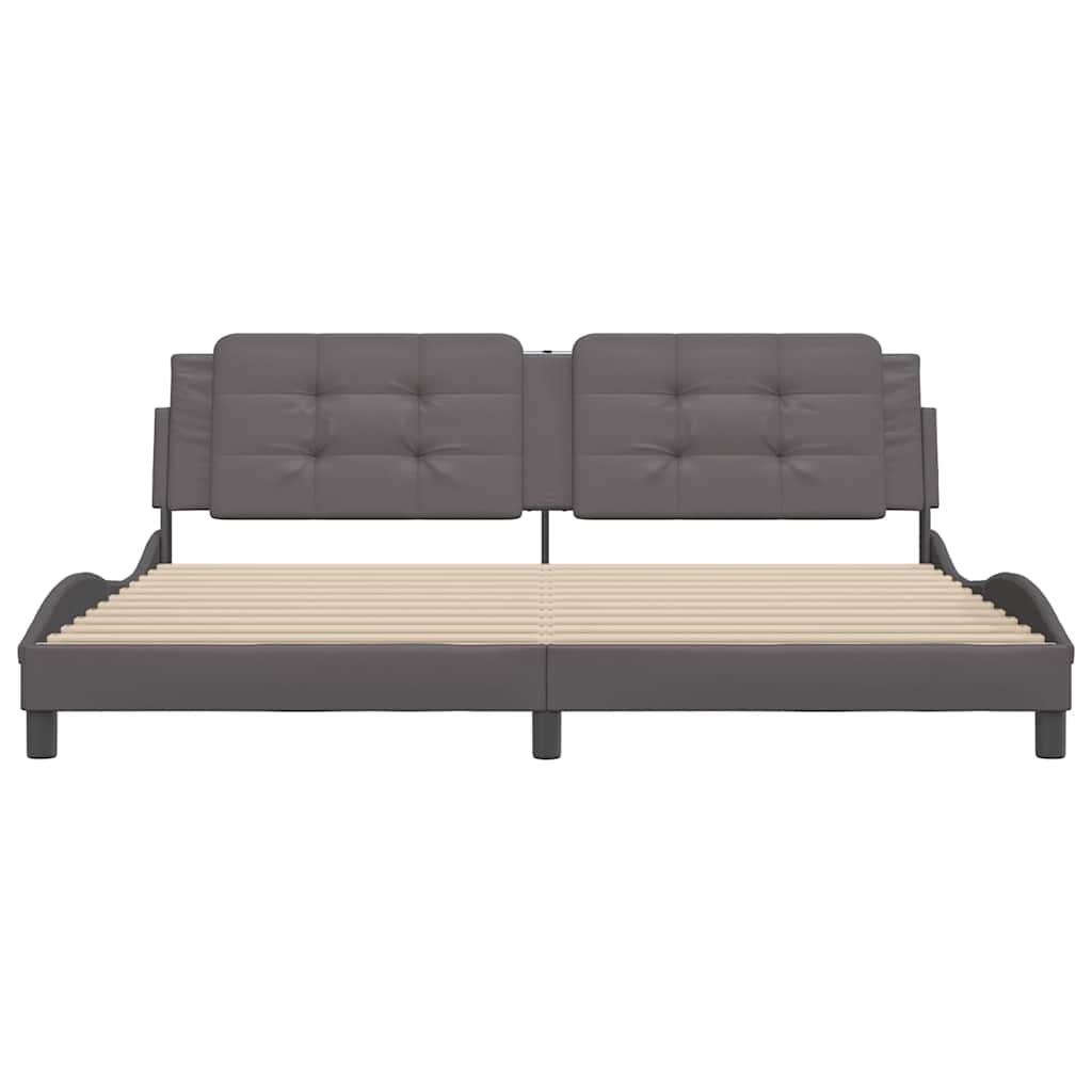 Cadre de lit sans matelas Zadar gris 200x200 cm similicuir - XIOS