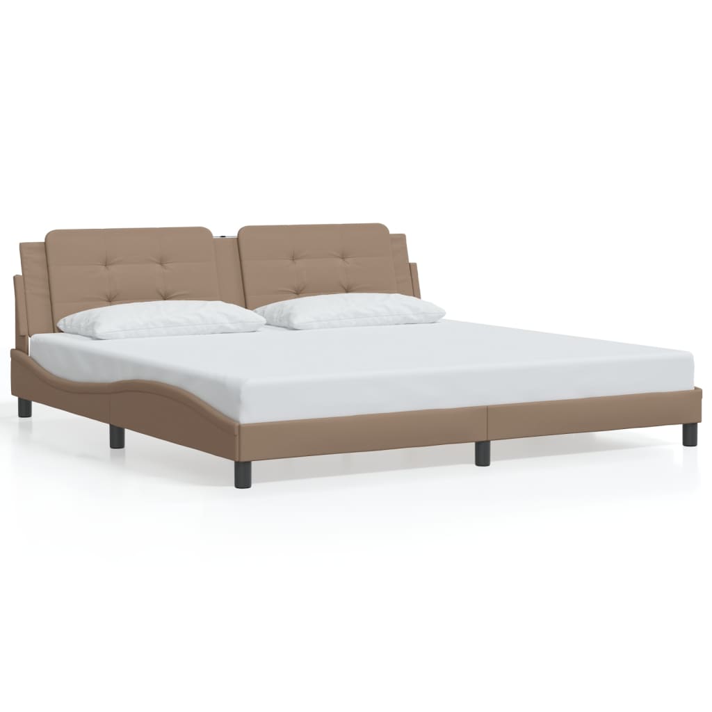 Cadre de lit sans matelas cappuccino 200x200 cm similicuir - XIOS