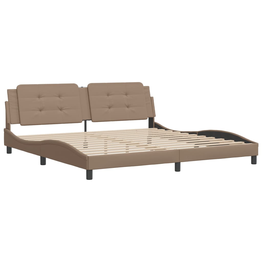 Cadre de lit sans matelas cappuccino 200x200 cm similicuir - XIOS