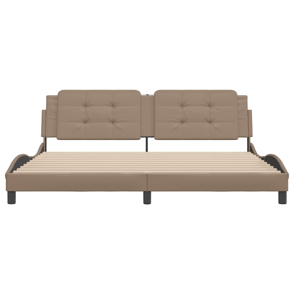 Cadre de lit sans matelas Zadar cappuccino 200x200 cm similicuir