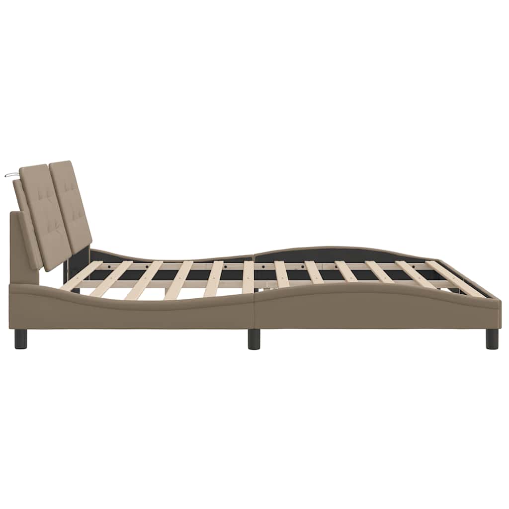 Cadre de lit sans matelas Zadar cappuccino 200x200 cm similicuir