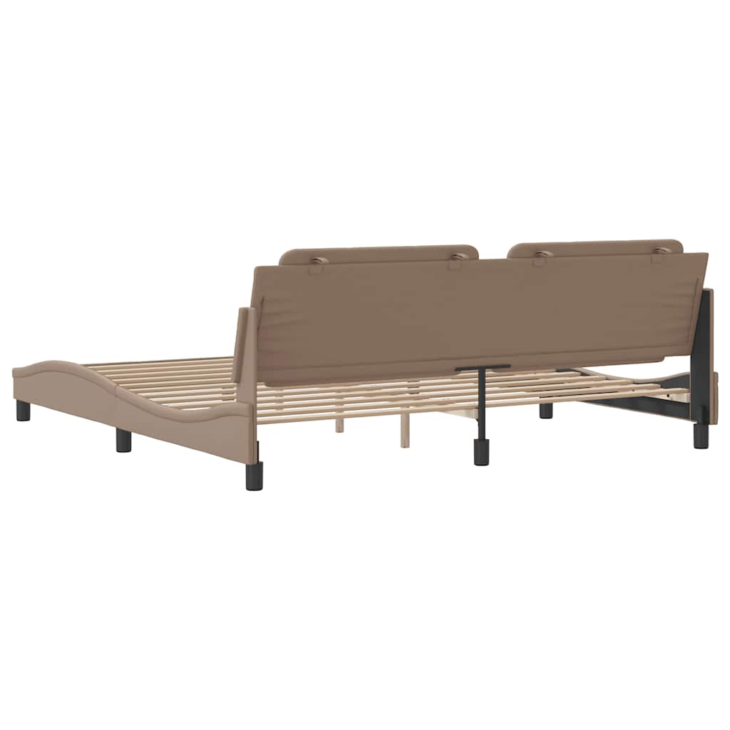 Cadre de lit sans matelas Zadar cappuccino 200x200 cm similicuir