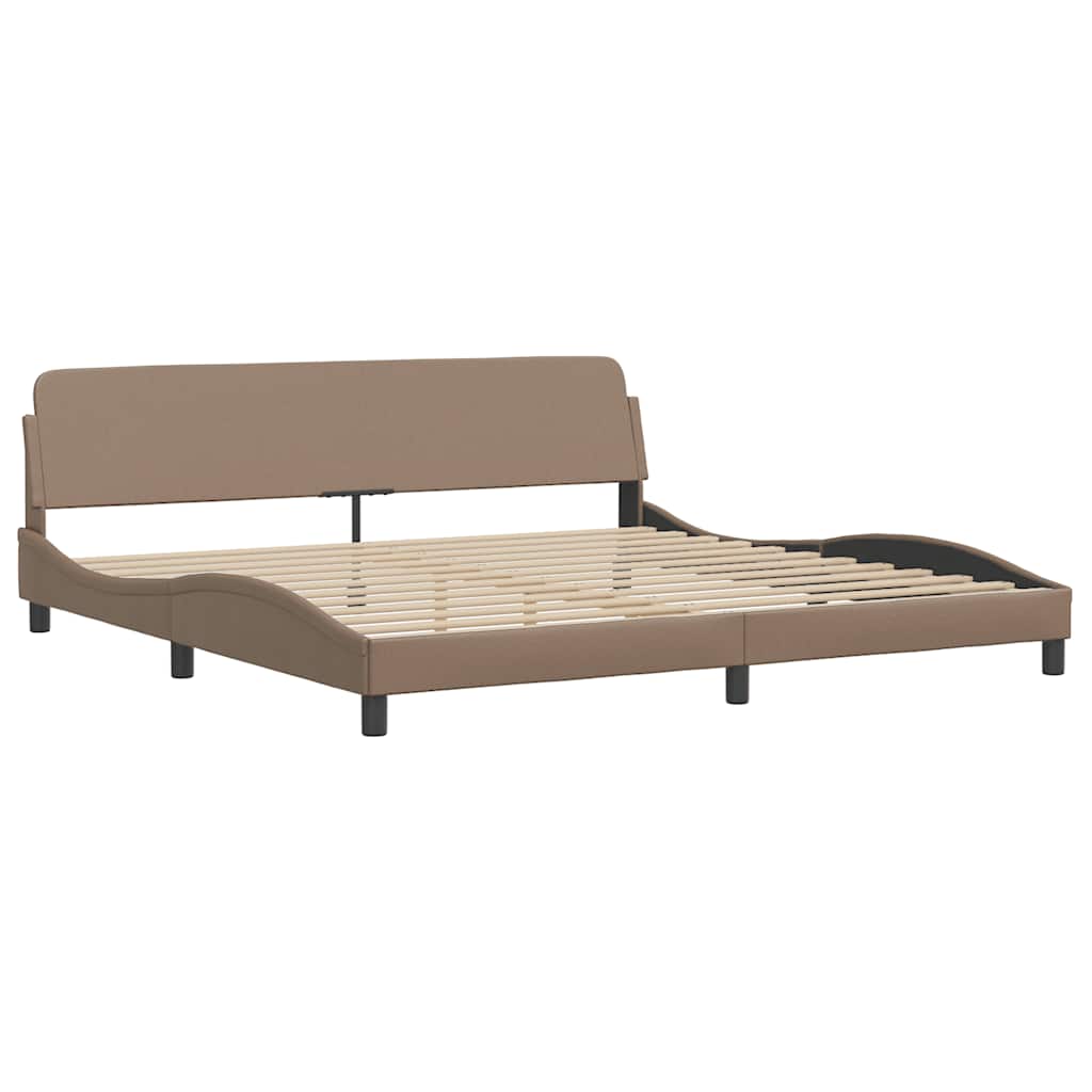 Cadre de lit sans matelas Zadar cappuccino 200x200 cm similicuir