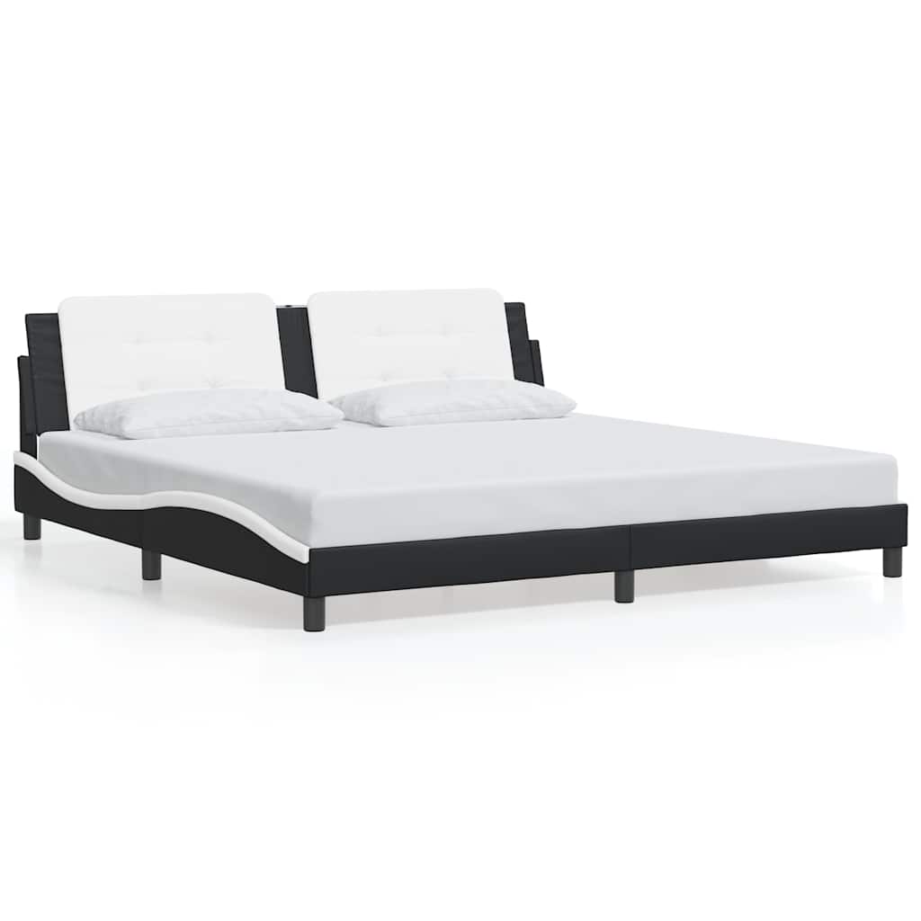 Cadre de lit sans matelas Zadar noir et blanc 200x200 cm similicuir - XIOS