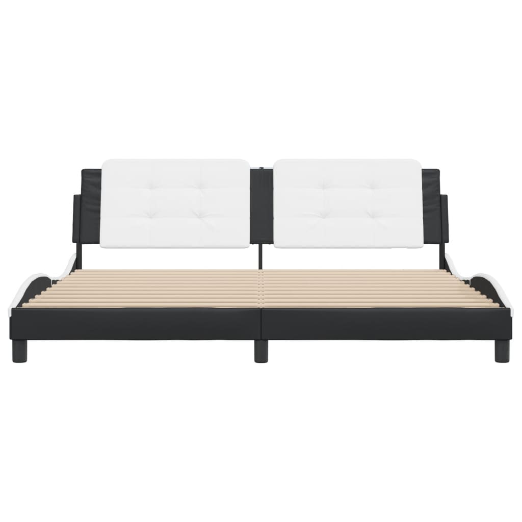 Cadre de lit sans matelas Zadar noir et blanc 200x200 cm similicuir - XIOS