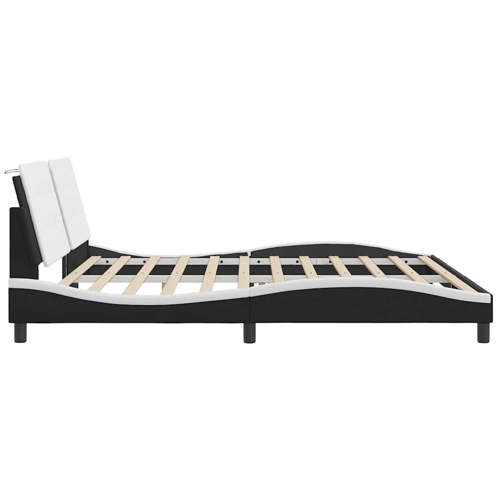 Cadre de lit sans matelas Zadar noir et blanc 200x200 cm similicuir - XIOS
