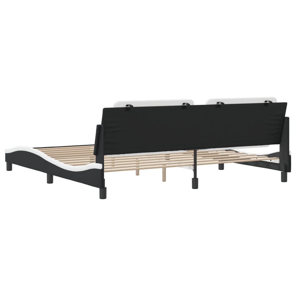 Cadre de lit sans matelas Zadar noir et blanc 200x200 cm similicuir - XIOS