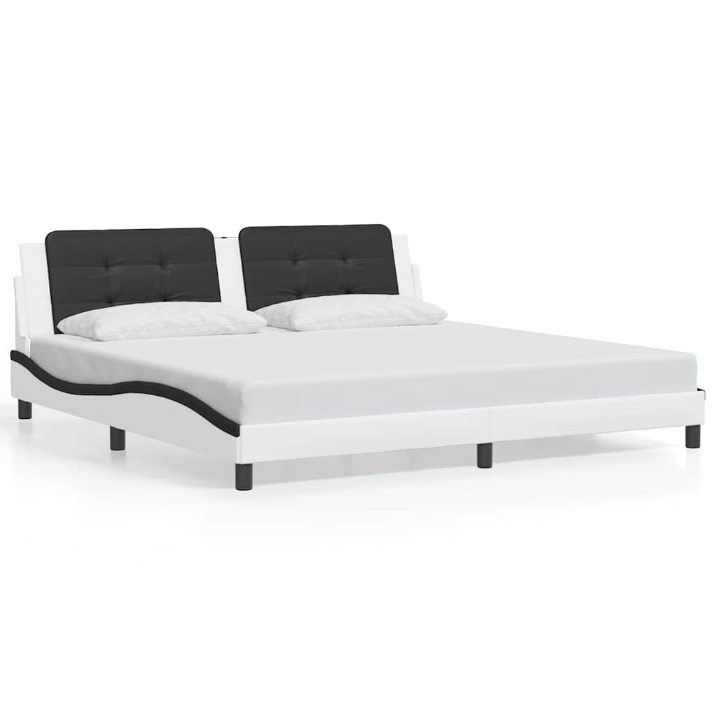 Cadre de lit sans matelas Zadar blanc et noir 200x200 cm similicuir - XIOS