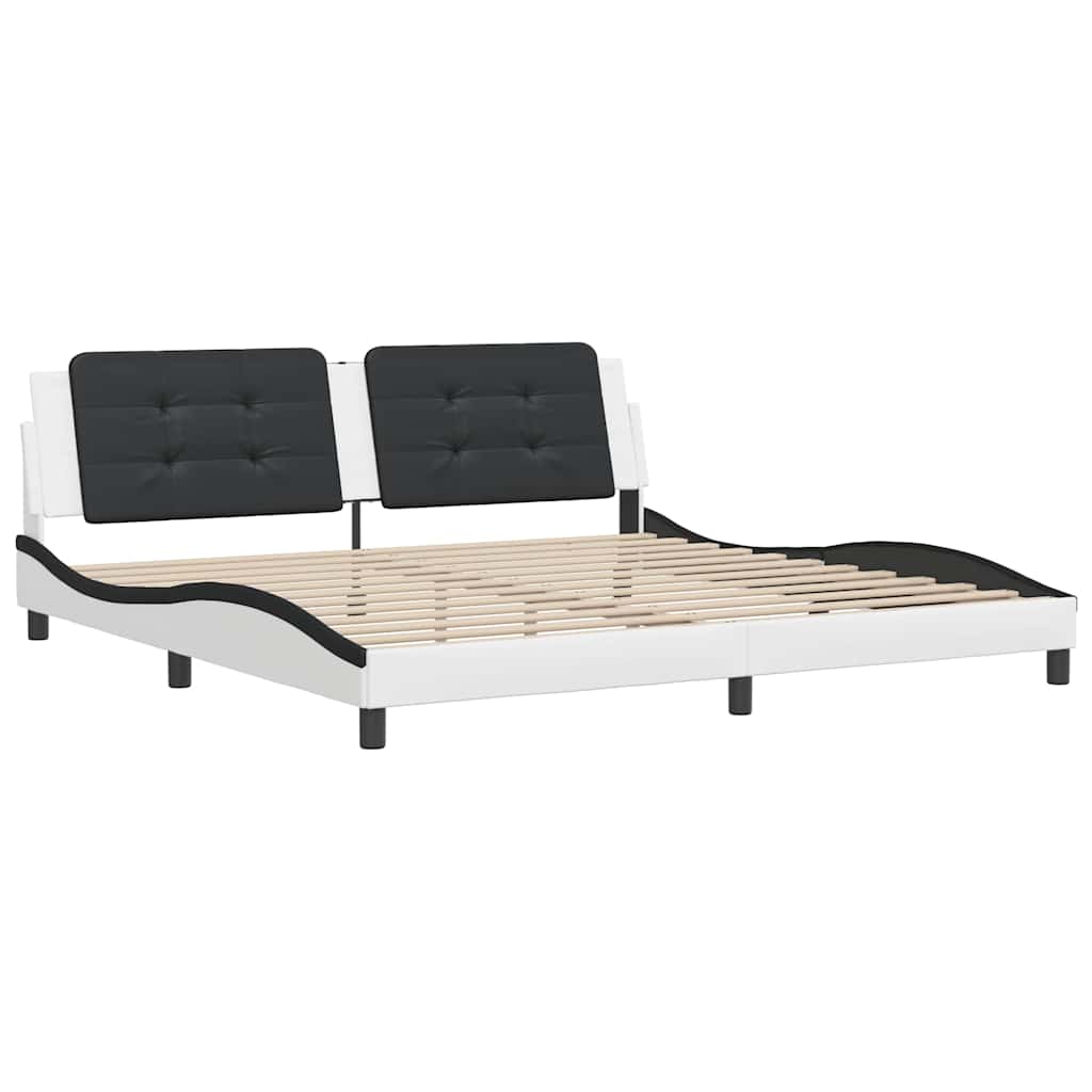 Cadre de lit sans matelas Zadar blanc et noir 200x200 cm similicuir - XIOS