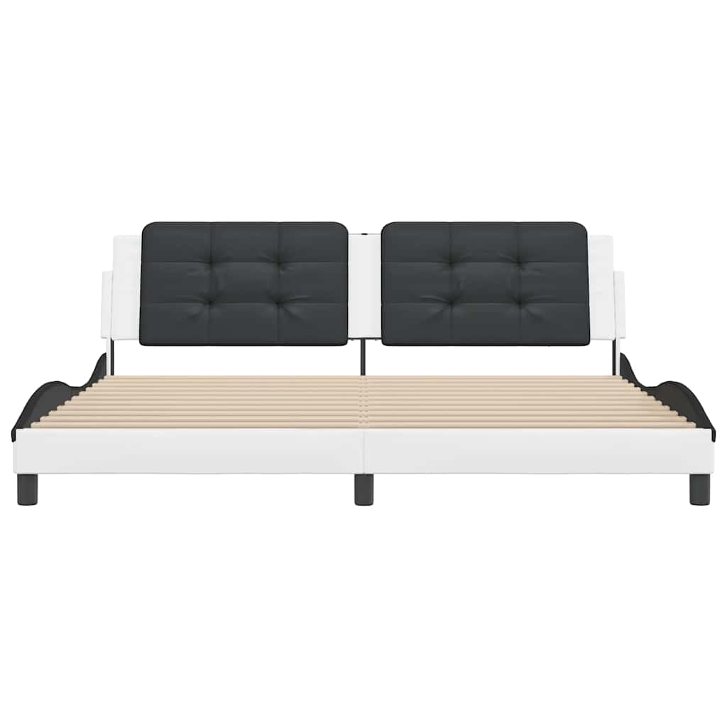 Cadre de lit sans matelas Zadar blanc et noir 200x200 cm similicuir - XIOS