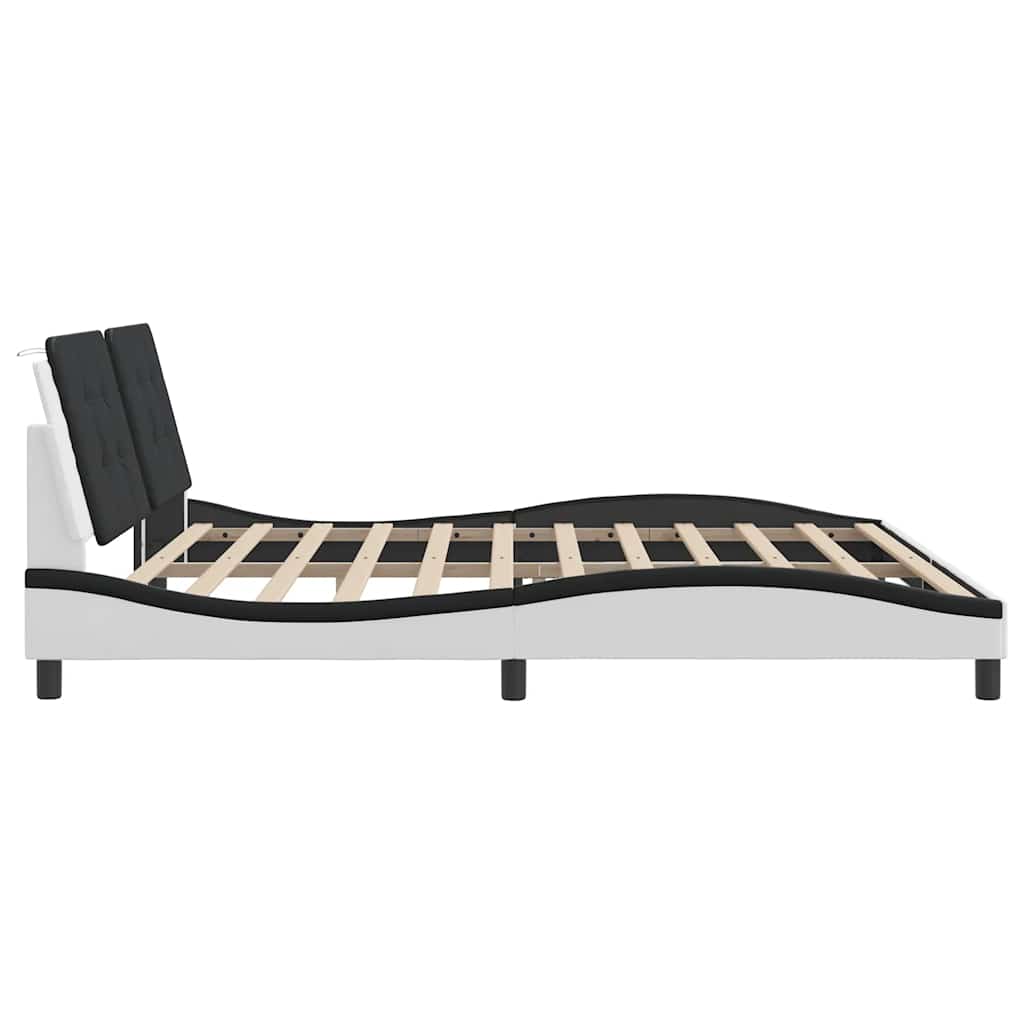 Cadre de lit sans matelas Zadar blanc et noir 200x200 cm similicuir - XIOS