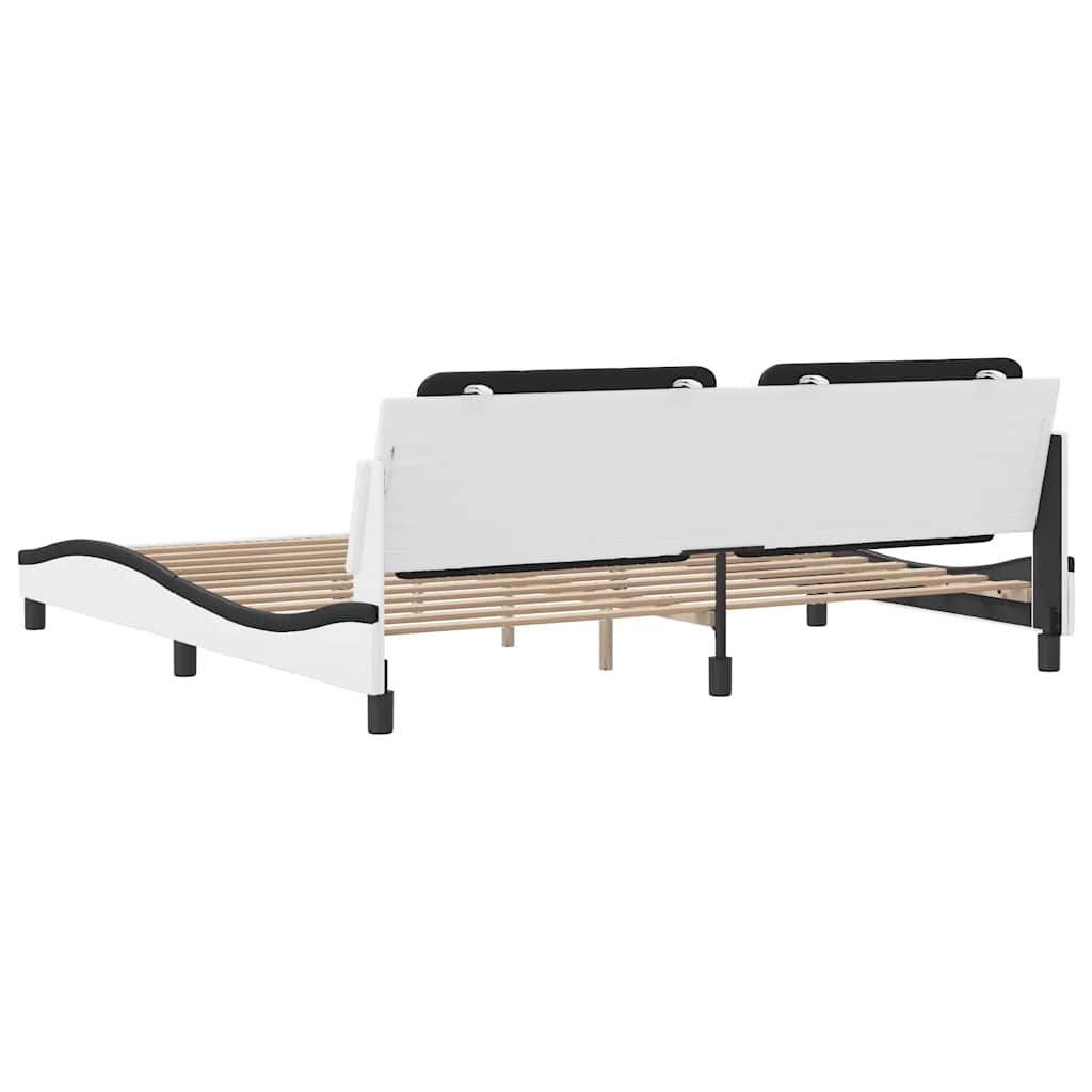 Cadre de lit sans matelas Zadar blanc et noir 200x200 cm similicuir - XIOS