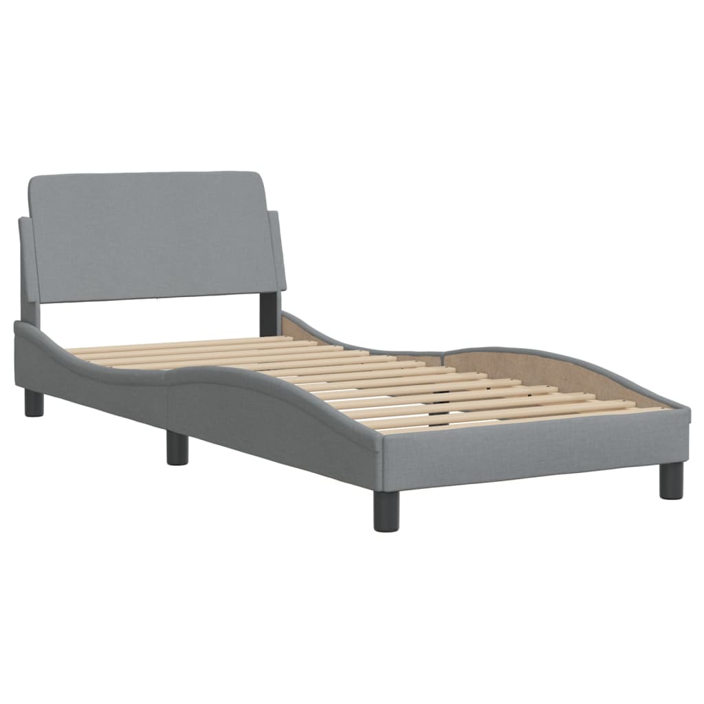 Lit avec matelas Dover gris clair 80x200 cm tissu - XIOS