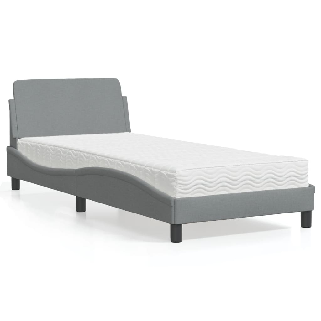 Lit avec matelas Dover gris clair 80x200 cm tissu - XIOS