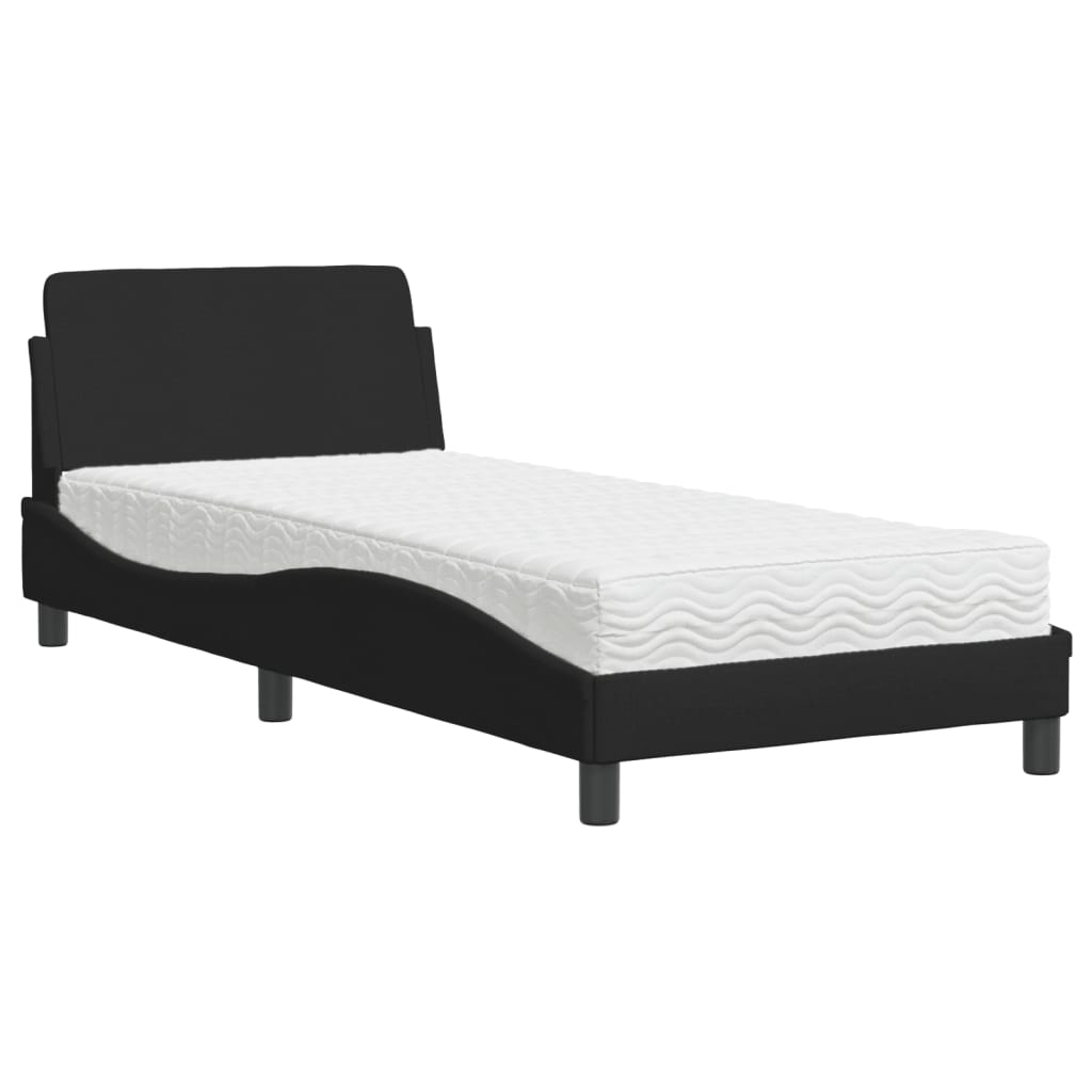 Lit avec matelas Dover noir 80x200 cm tissu - XIOS
