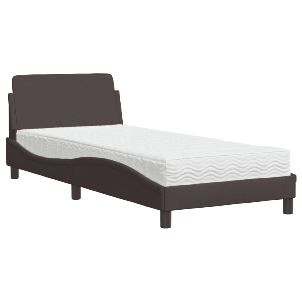 Lit avec matelas Dover marron foncé 80x200 cm tissu - XIOS