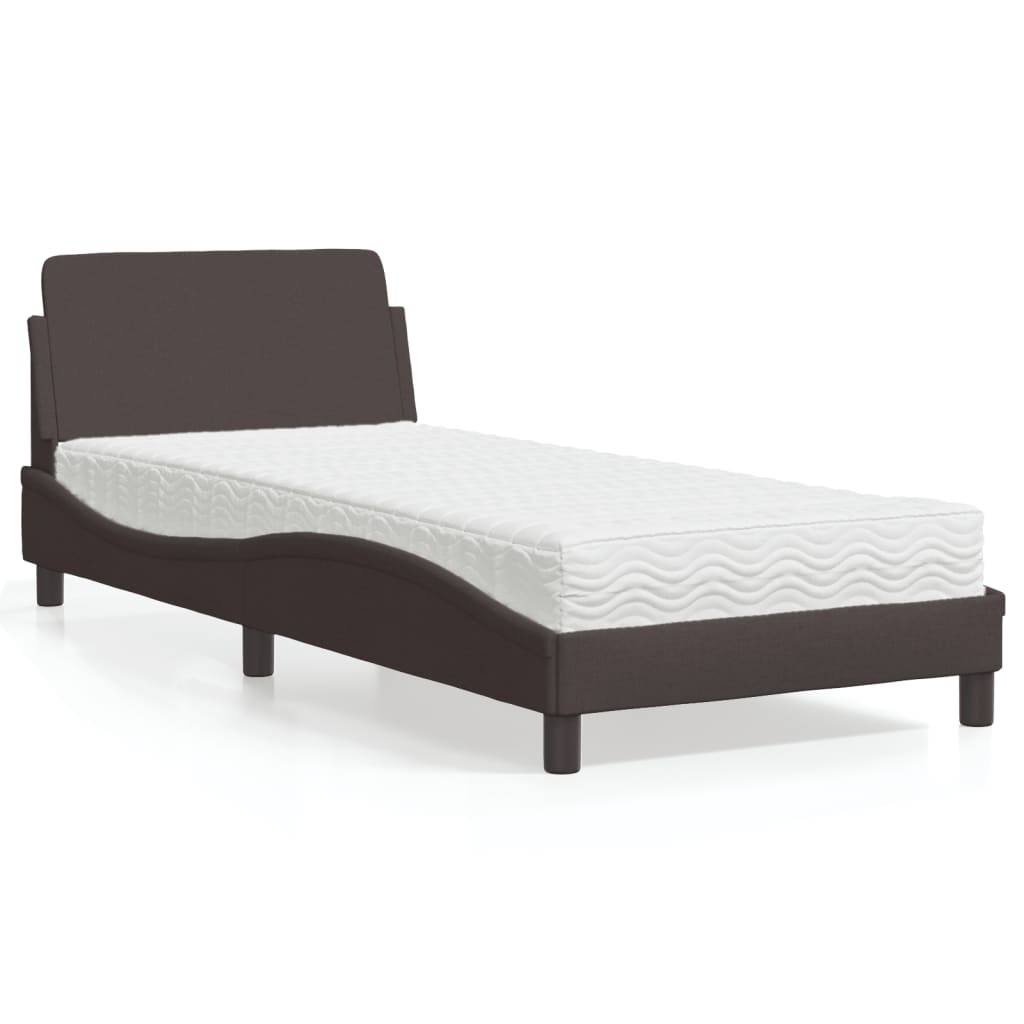 Lit avec matelas Dover marron foncé 80x200 cm tissu - XIOS