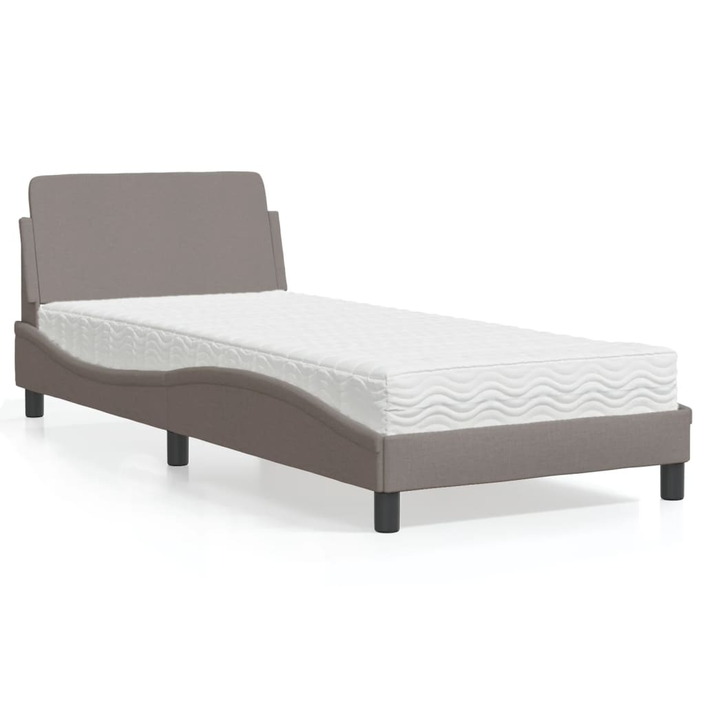 Lit avec matelas Dover taupe 80x200 cm tissu - XIOS