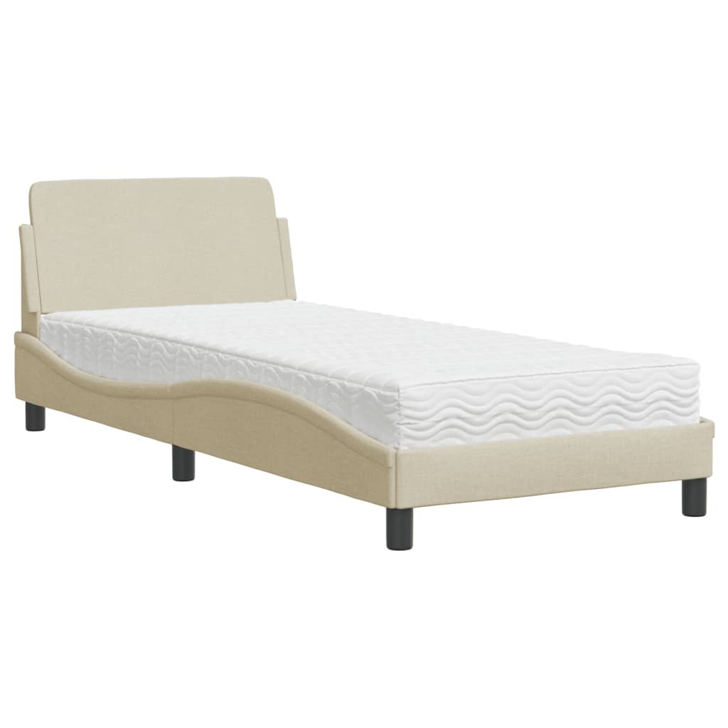 Lit avec matelas Dover crème 80x200 cm tissu - XIOS