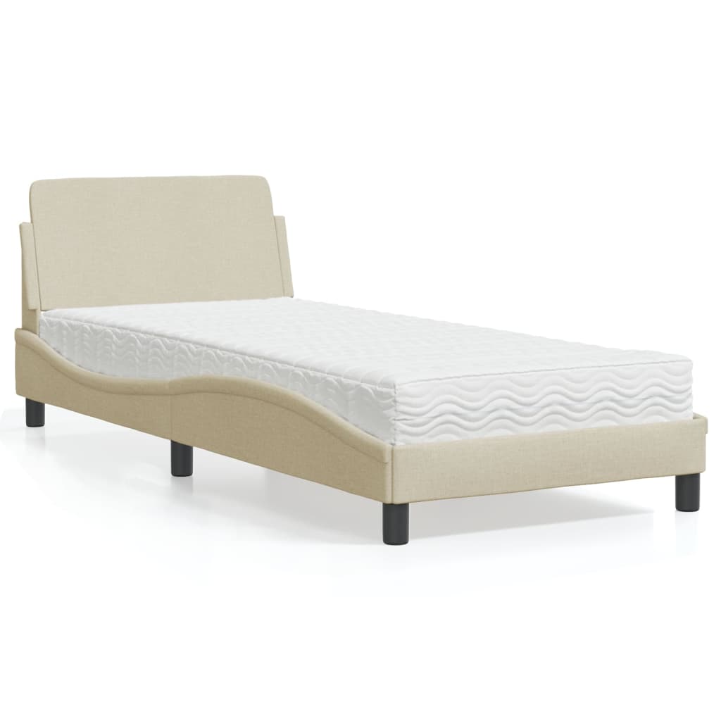 Lit avec matelas Dover crème 80x200 cm tissu - XIOS