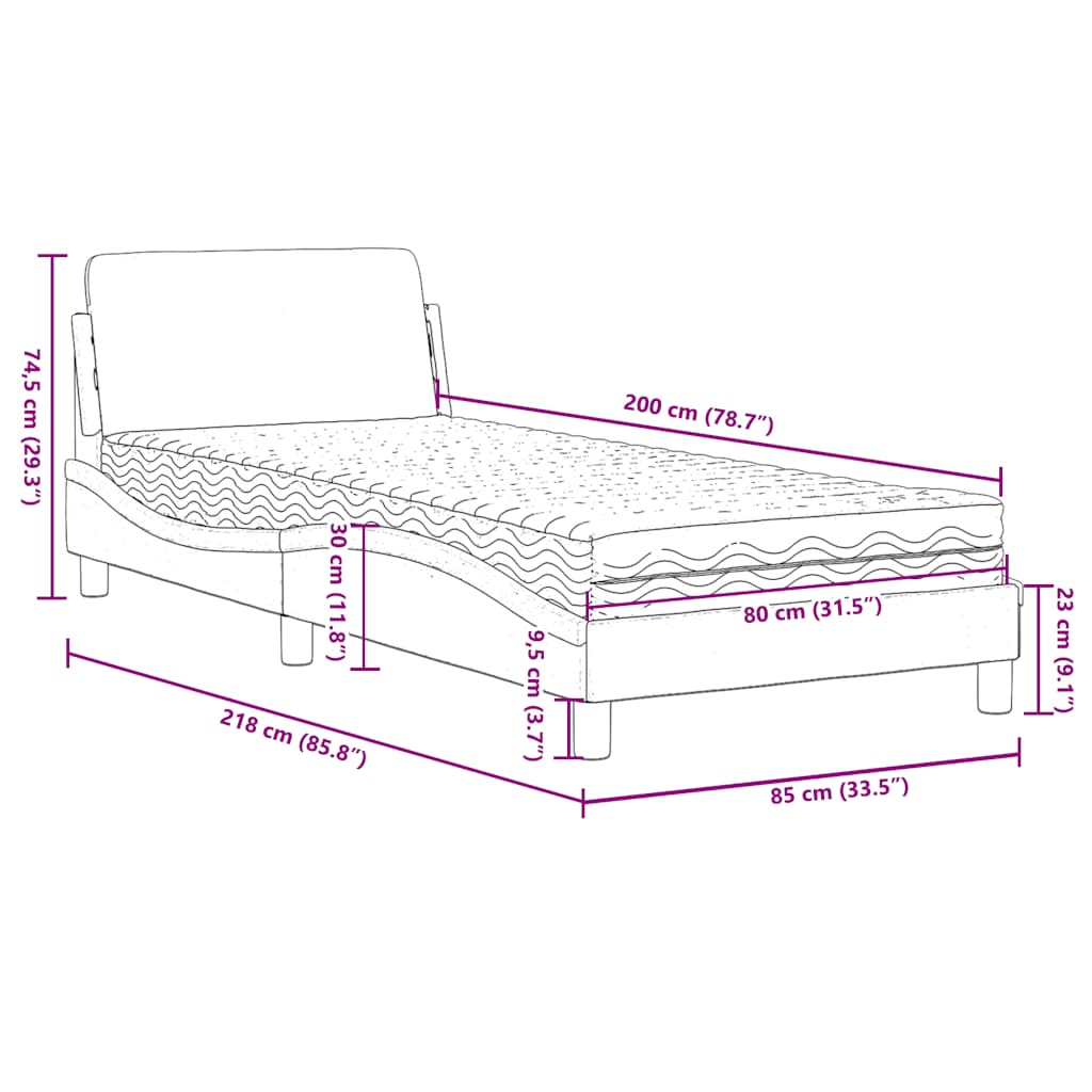 Lit avec matelas Dover vert foncé 80x200 cm velours - XIOS