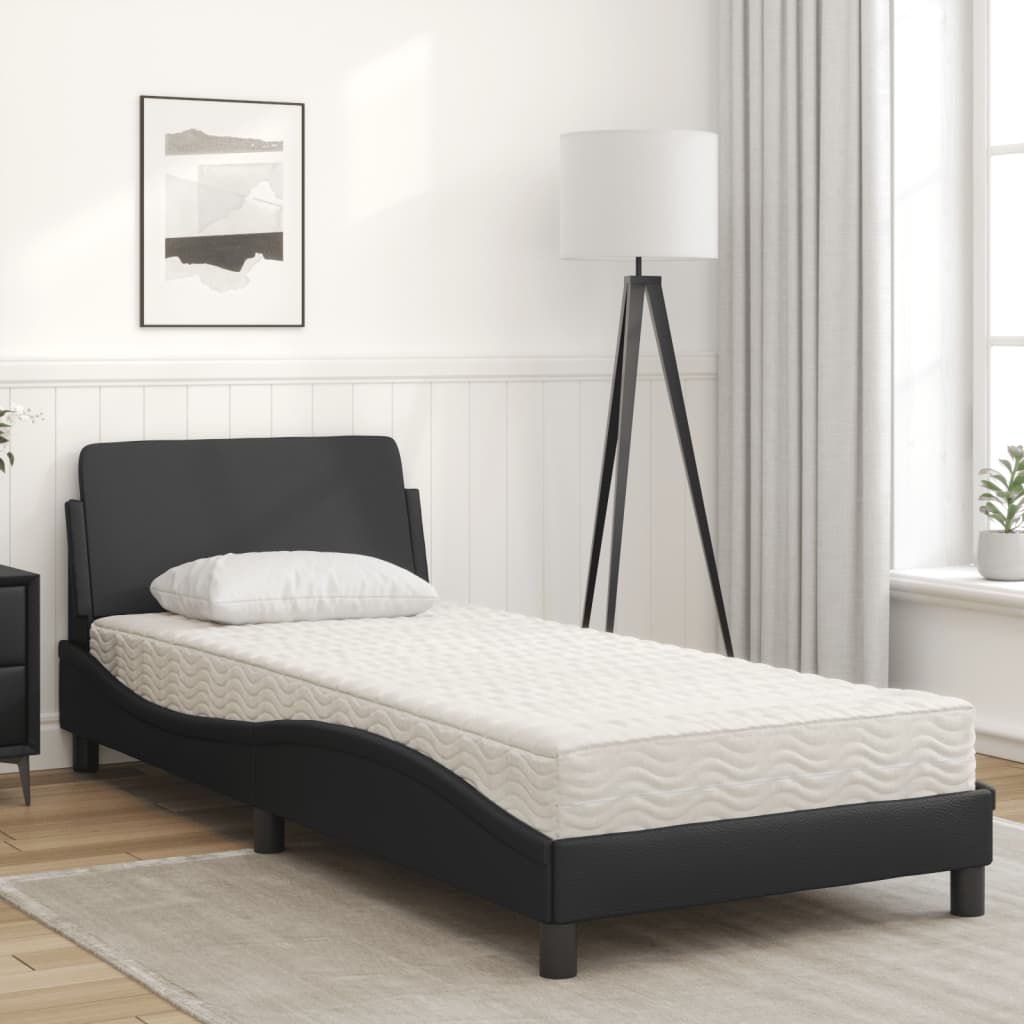 Lit avec matelas Dover noir 80x200 cm similicuir - XIOS