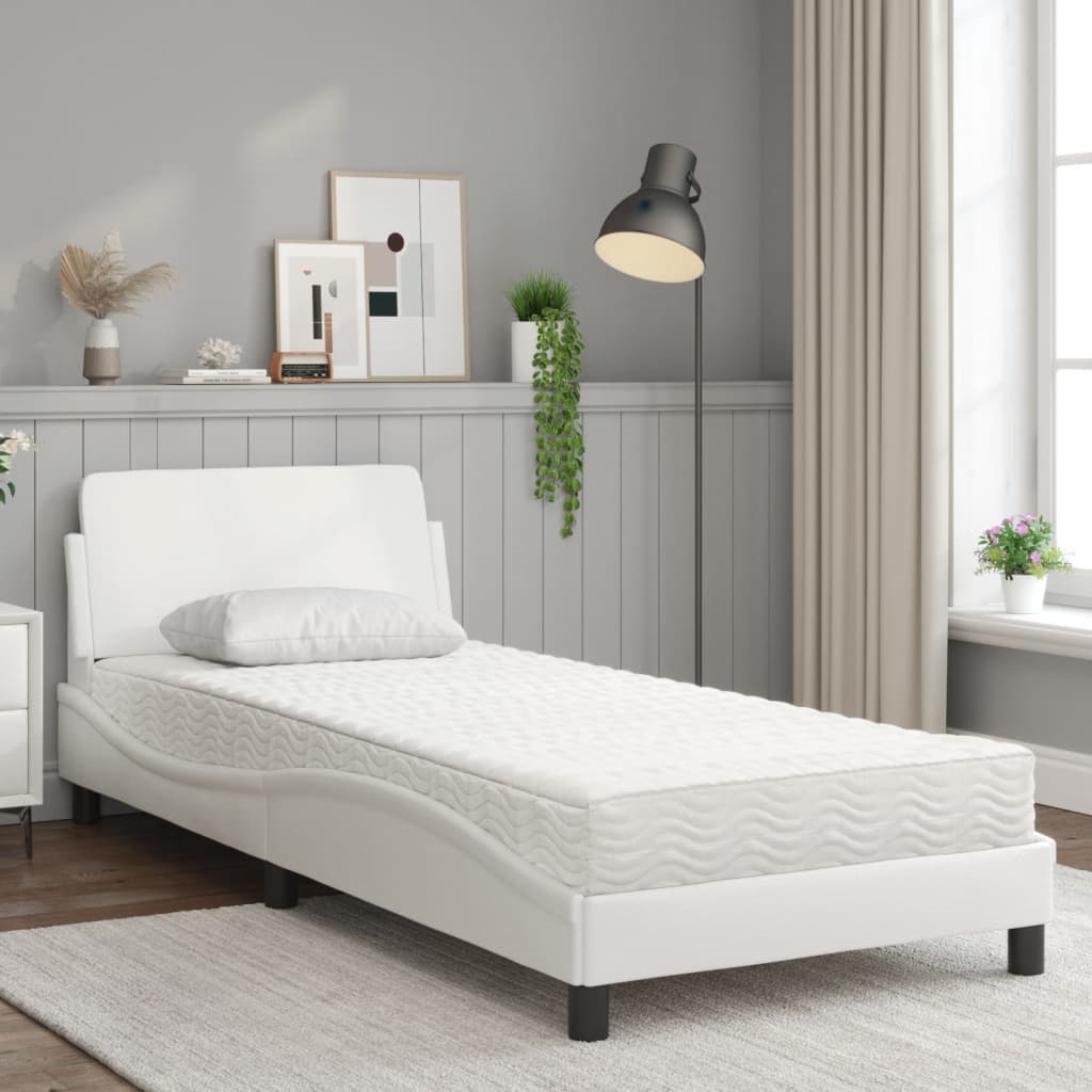 Lit avec matelas Dover blanc 80x200 cm similicuir - XIOS
