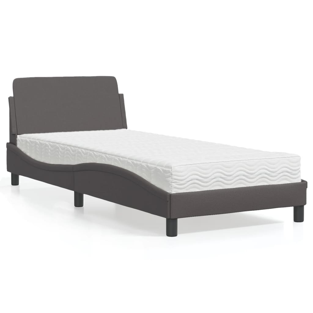 Lit avec matelas Dover gris 80x200 cm similicuir - XIOS