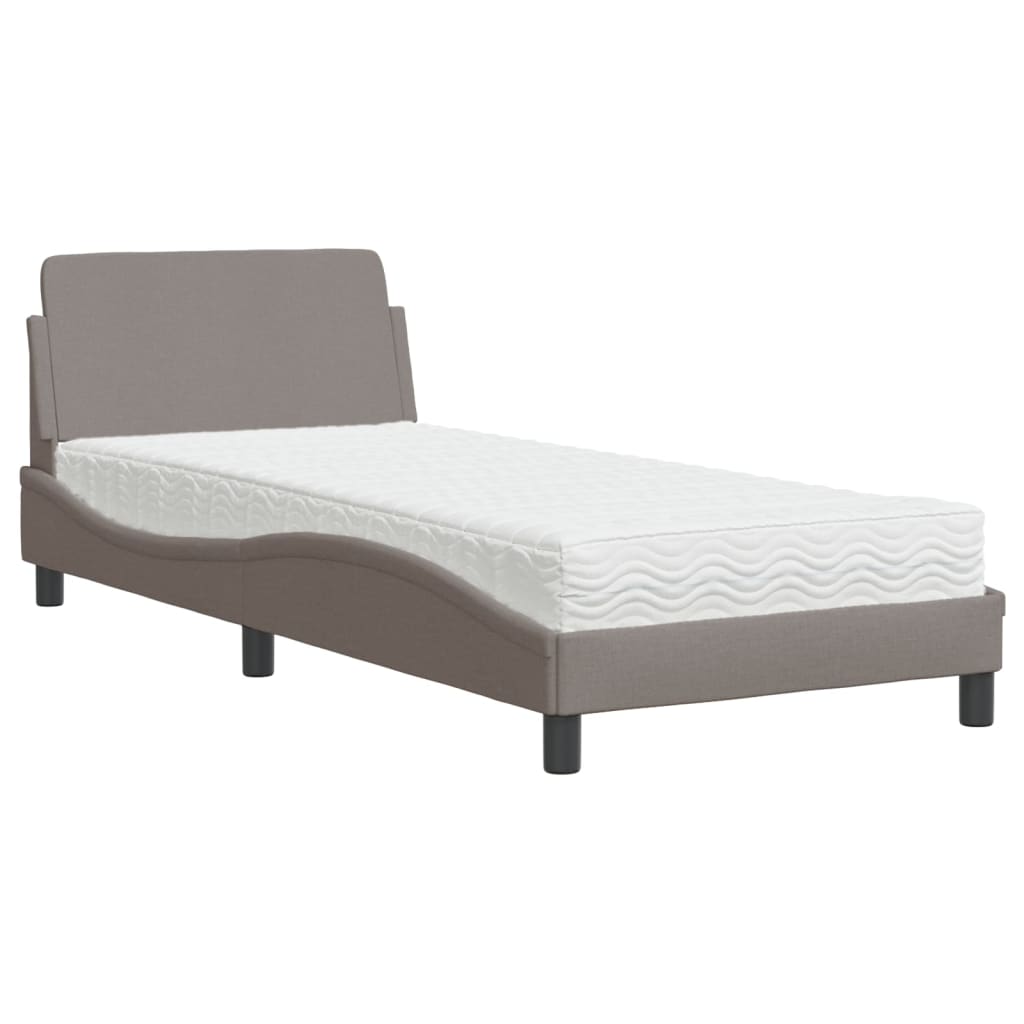 Lit avec matelas Dover taupe 90x190 cm tissu - XIOS
