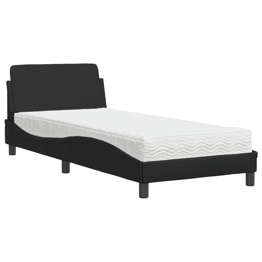 Lit avec matelas Dover noir 90x190 cm similicuir - XIOS