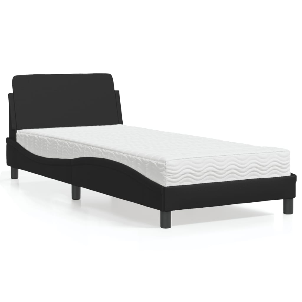 Lit avec matelas Dover noir 90x190 cm similicuir - XIOS