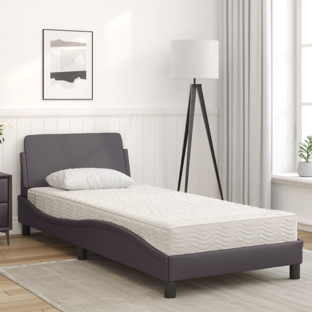 Lit avec matelas Dover gris 90x190 cm similicuir - XIOS