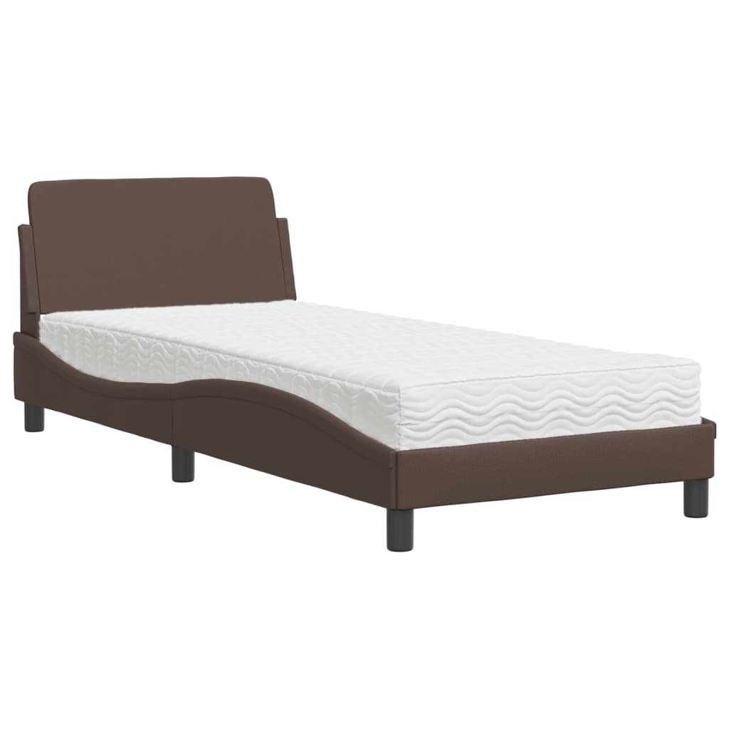Lit avec matelas Dover marron 90x200 cm similicuir - XIOS