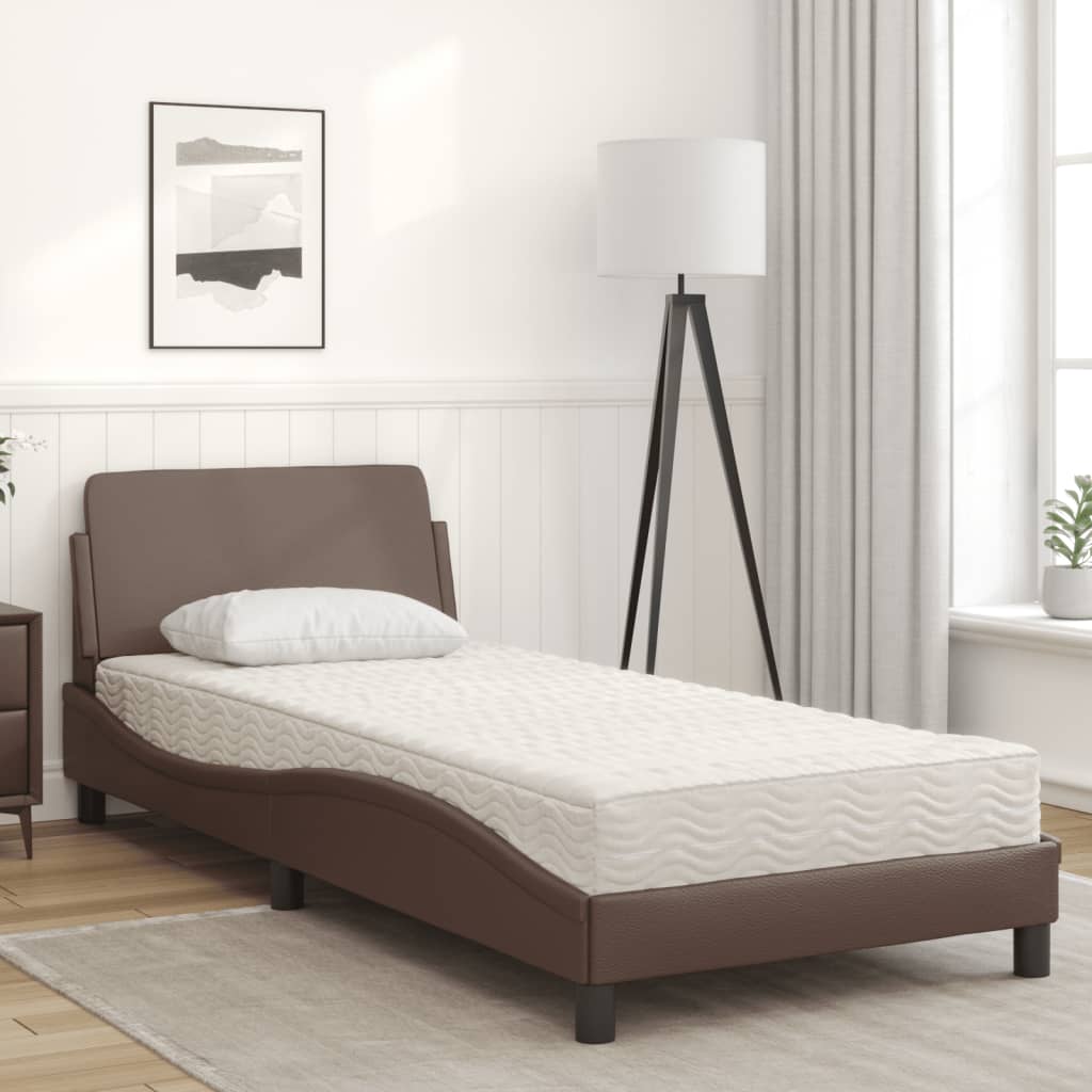 Lit avec matelas Dover marron 90x200 cm similicuir - XIOS